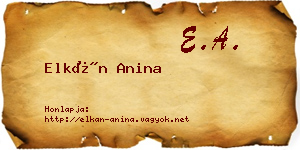 Elkán Anina névjegykártya